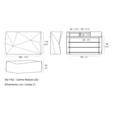 Dimension drawing Bar FAZ - Centre Module LED