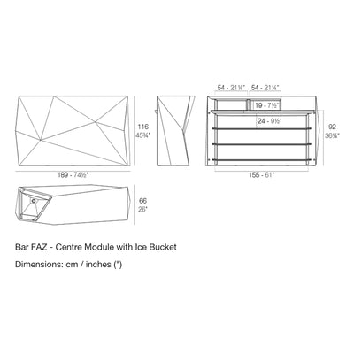 Dimension drawing Bar FAZ - Centre Module with Ice Bucket