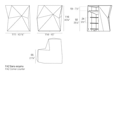 Bar FAZ Module d'Angle Finition Mate Collection Faz Cosy Vondom