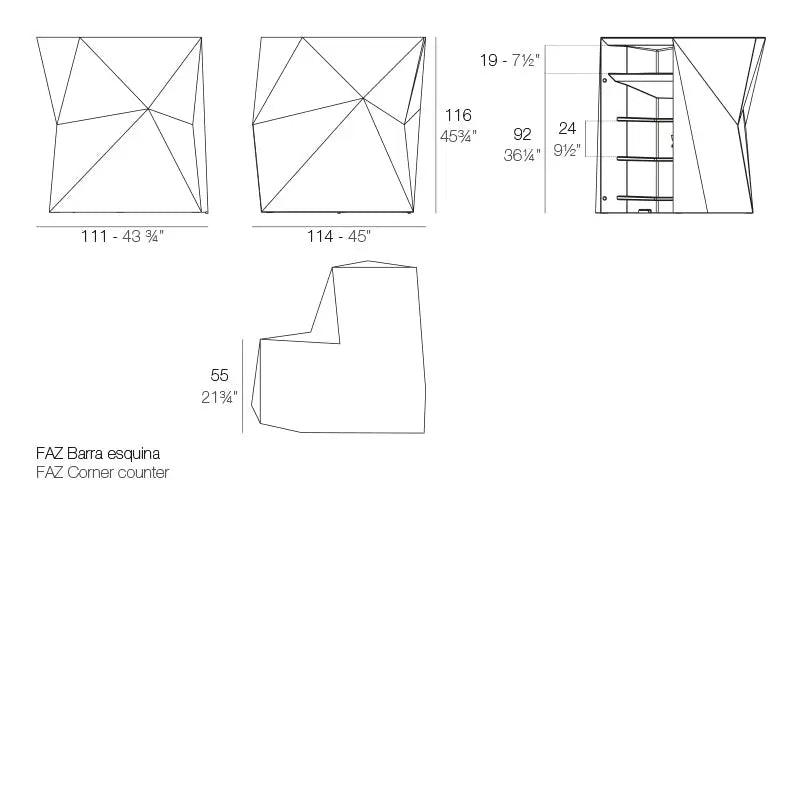 Bar FAZ Module d'Angle Finition Mate Collection Faz Cosy Vondom