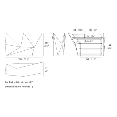 Dimension drawing Bar FAZ - Side Module LED