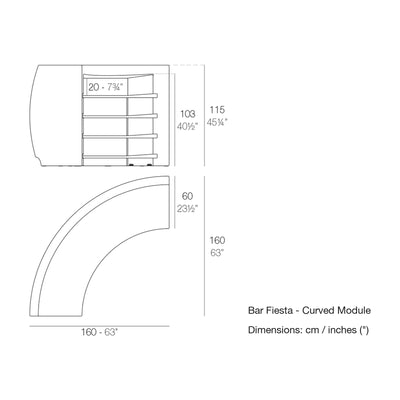 Dimension drawing Bar Fiesta - Curved Module