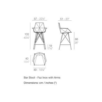 Dimension drawing Bar Stool - Faz Inox with Arms