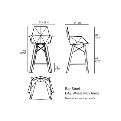 Dimension drawing Bar Stool - FAZ Wood with Arms