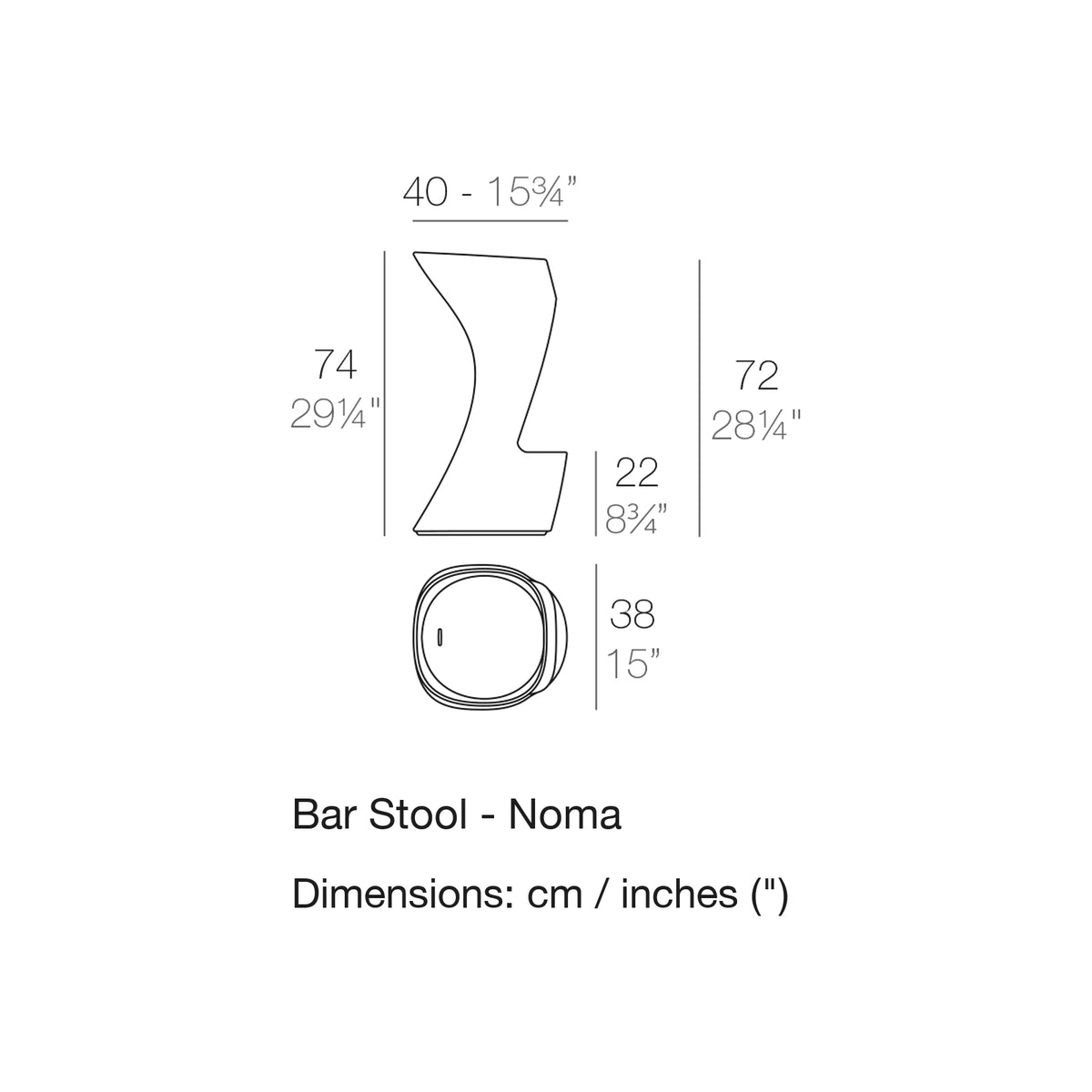 Dimension drawing Bar Stool - Noma