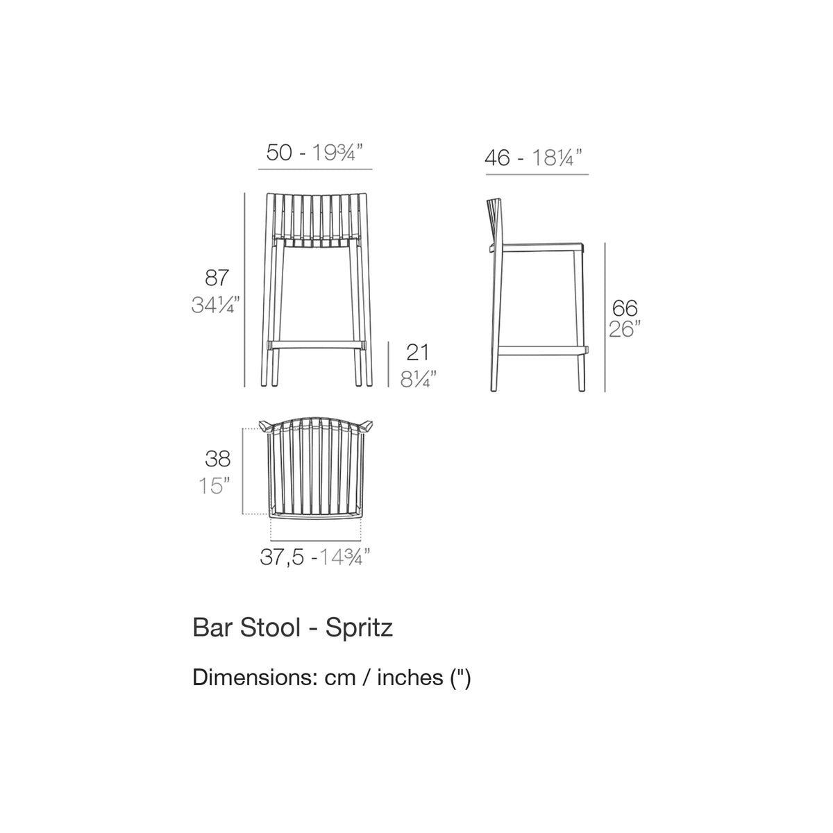Dimension drawing Bar Stool - Spritz