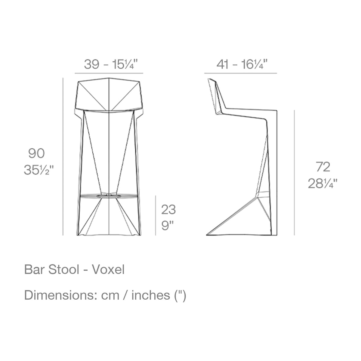 Dimension drawing Bar Stool - Voxel