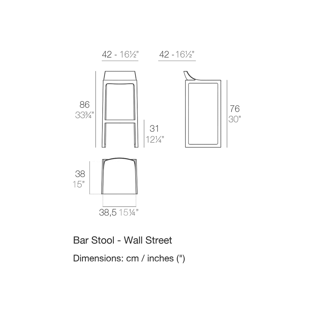 Dimension drawing Bar Stool - Wall Street