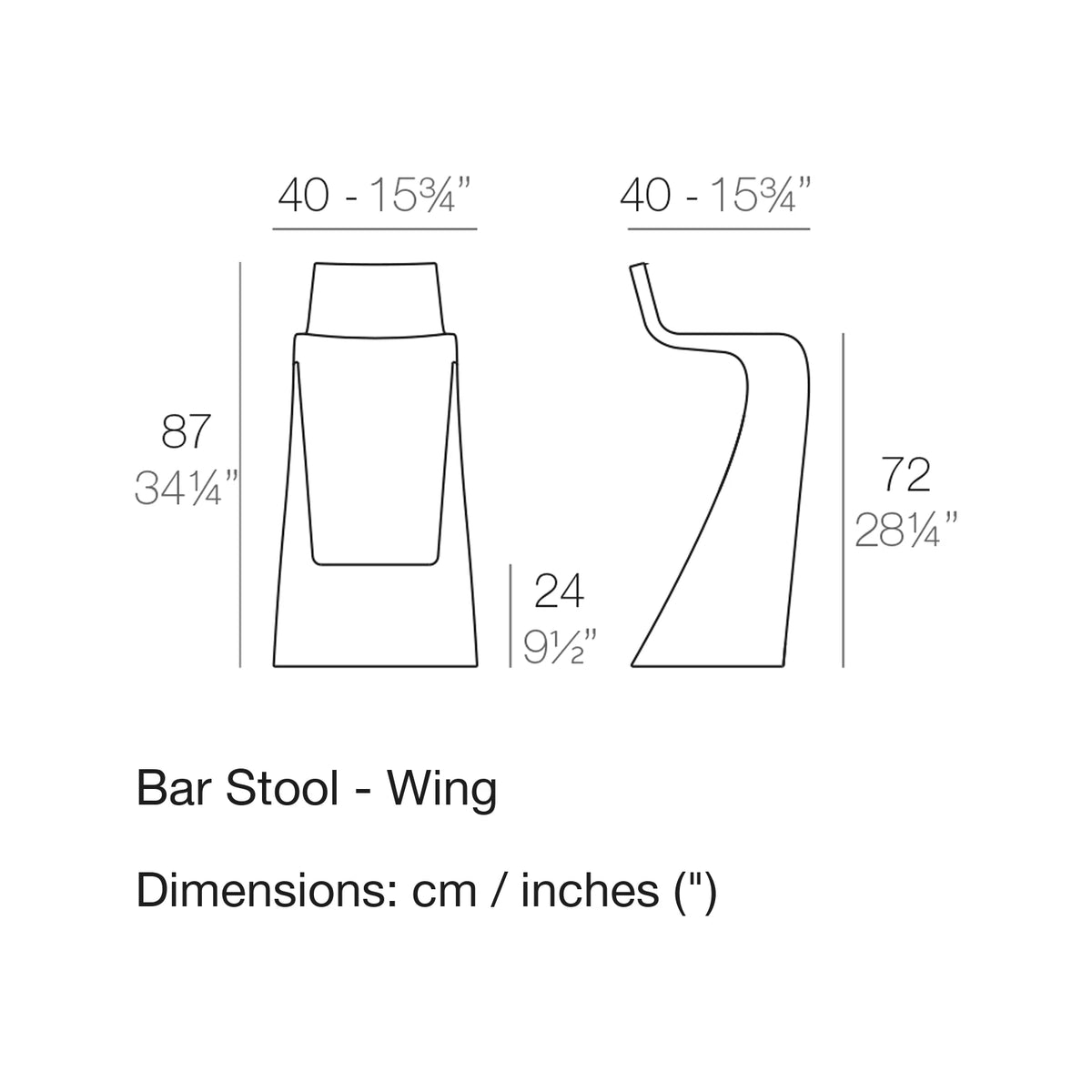 Dimension drawing Bar Stool - Wing