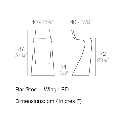 Dimension drawing Bar Stool - Wing LED