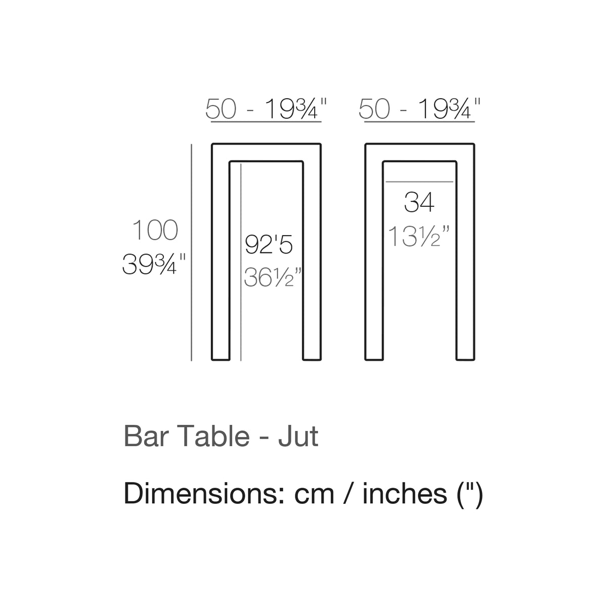 Dimension drawing Bar Table - Jut