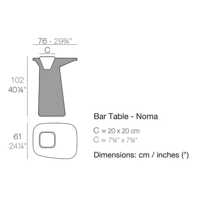 Dimension drawing Bar Table - Noma