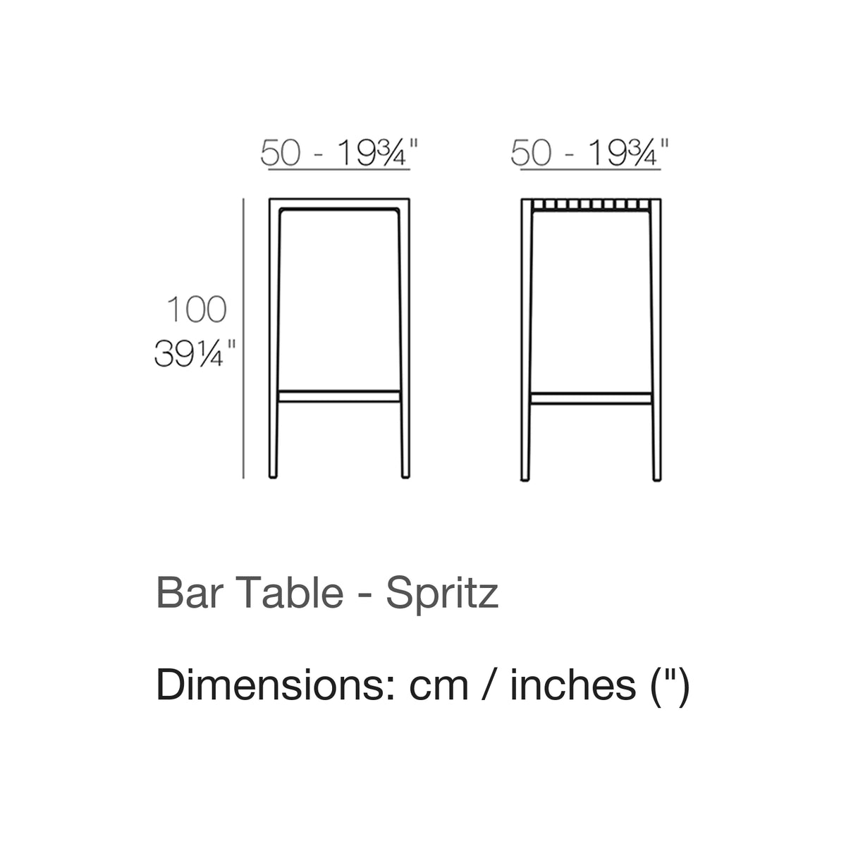 Dimension drawing Bar Table - Spritz