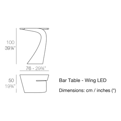 Dimension drawing Bar Table - Wing LED