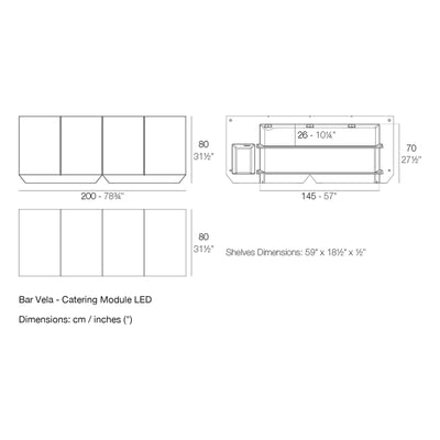 Dimension drawing Bar Vela - Catering Module LED