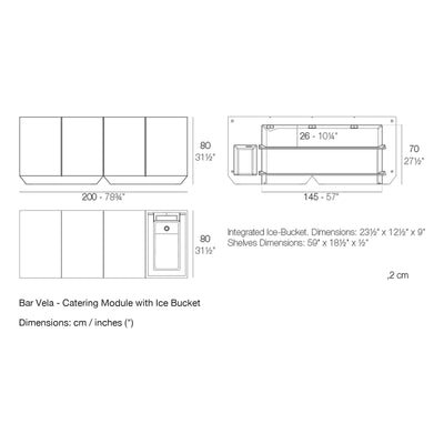Dimension drawing Bar Vela - Catering Module with Ice Bucket