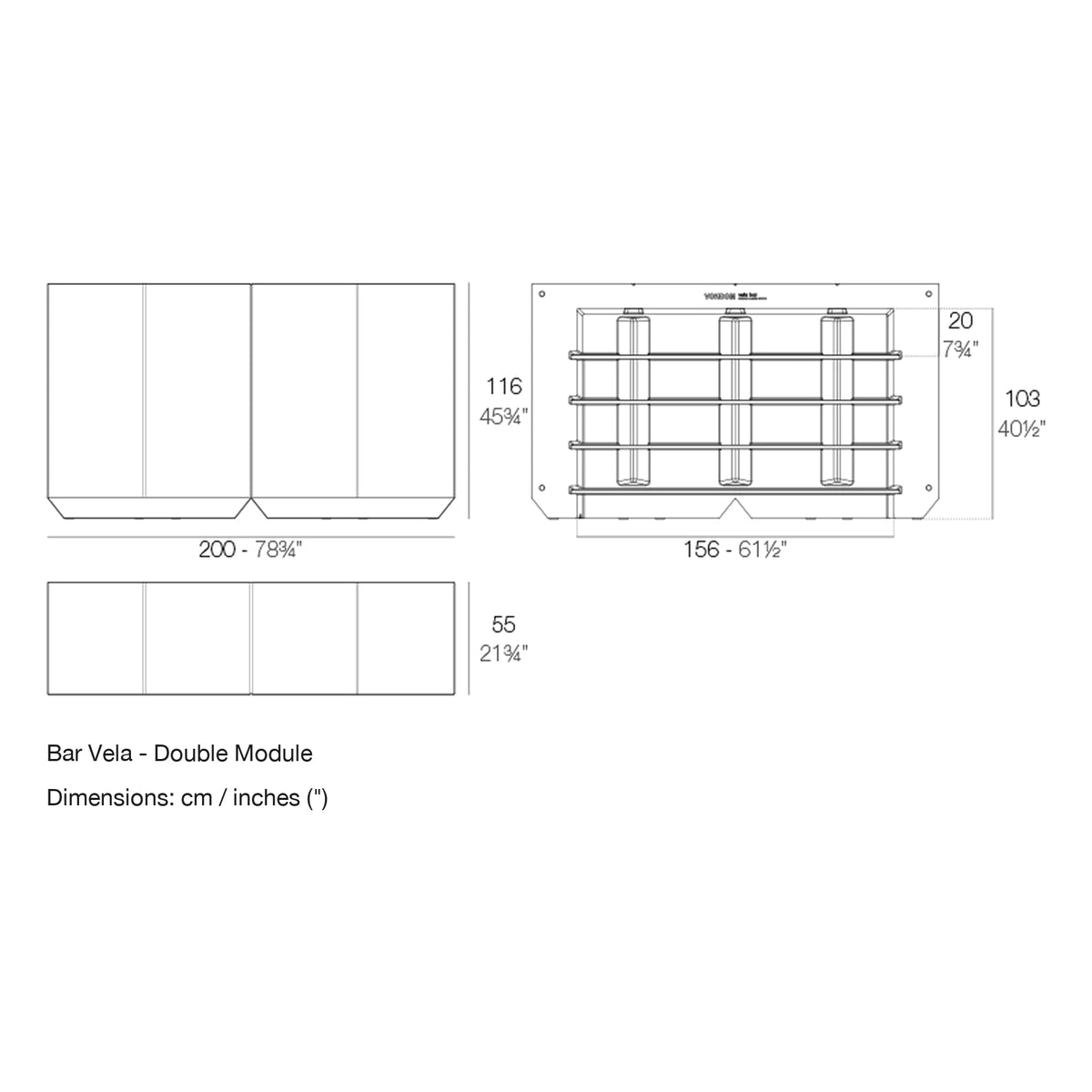 Dimension drawing Bar Vela - Double Module