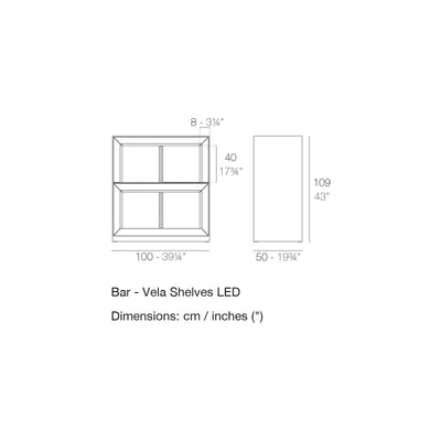 Dimension drawing Bar - Vela Shelves LED