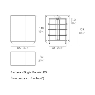 Dimension drawing Bar Vela - Single Module LED