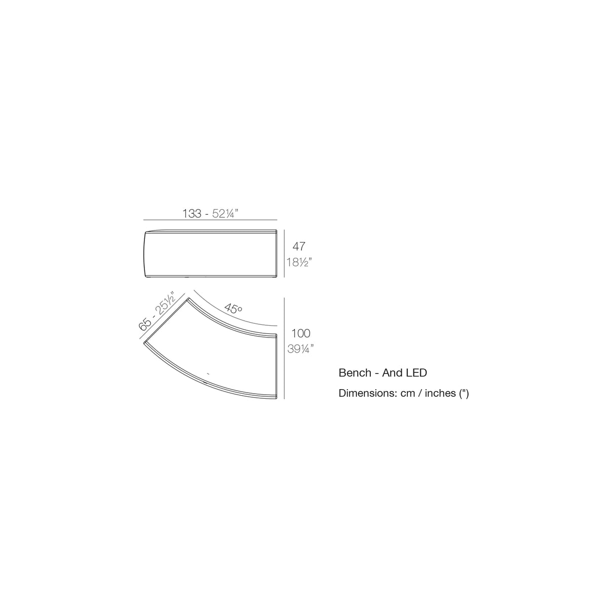 Dimension drawing Bench - And LED
