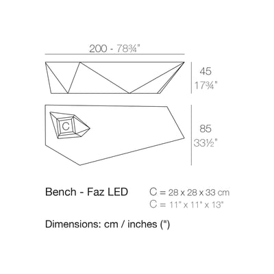Dimension drawing Bench - Faz LED