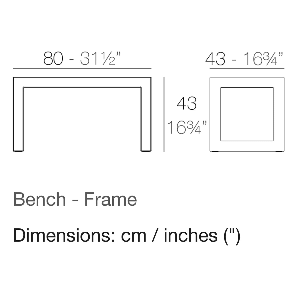 Dimension drawing Bench - Frame