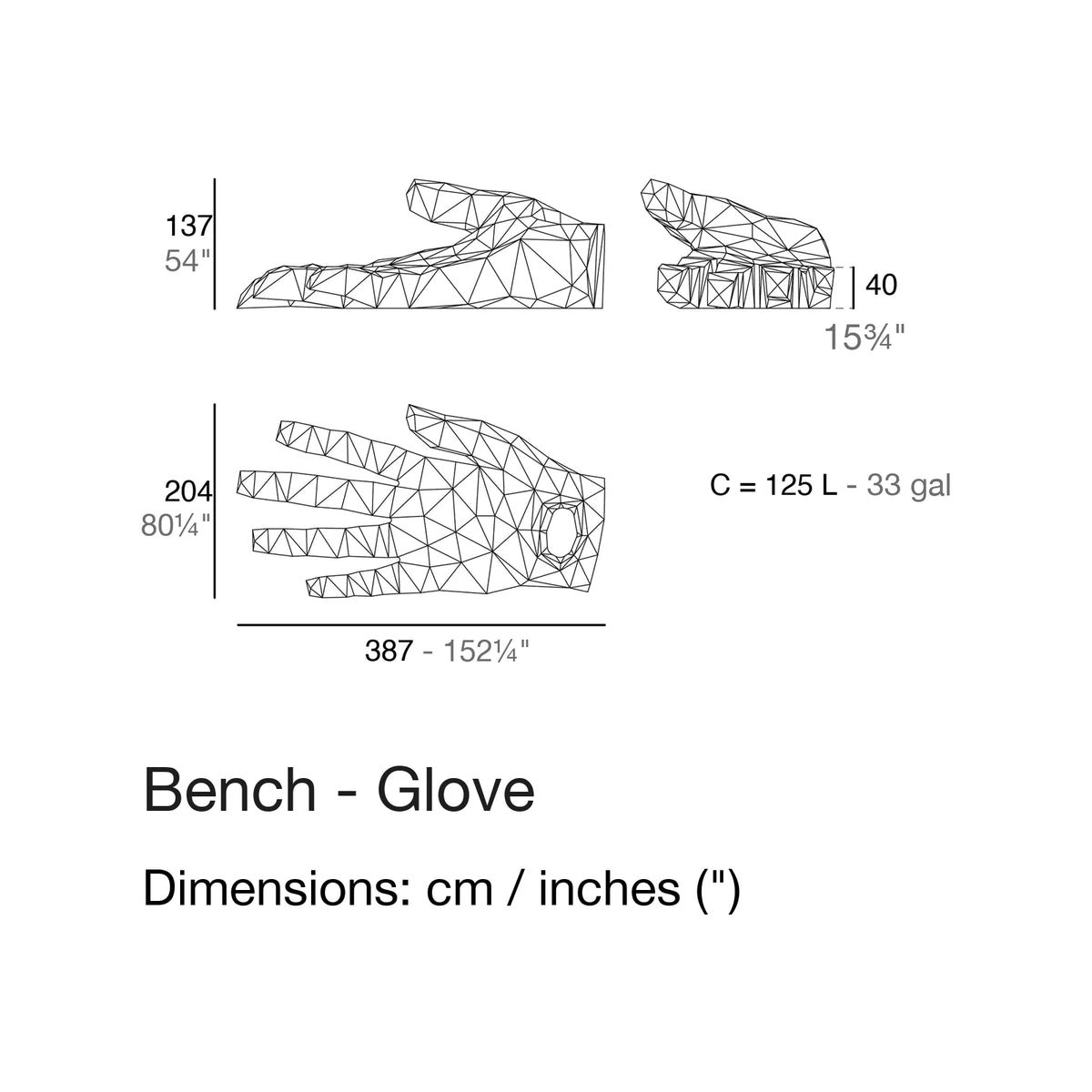 Dimension drawing Bench - Glove