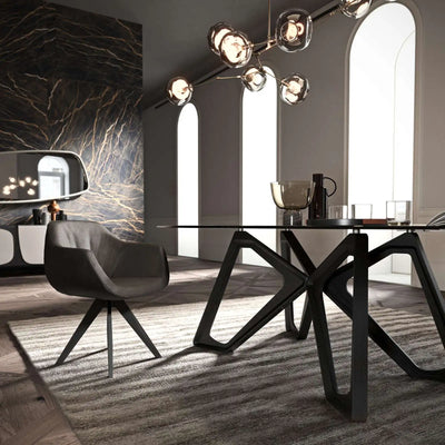 table a manger verre fumé noir