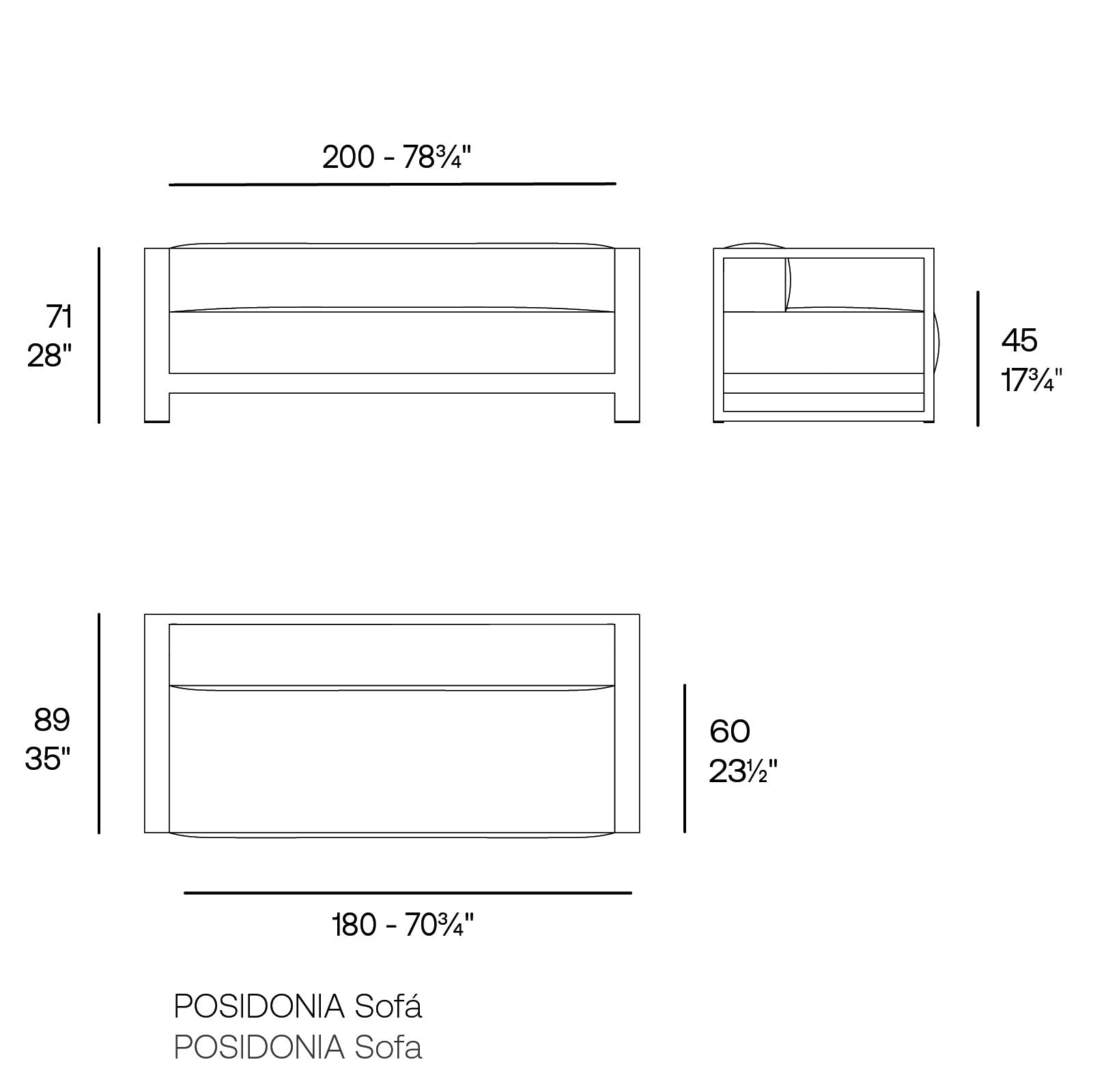 Canapé 3 Places Extérieur Aluminium - Collection Posidonia Vondom