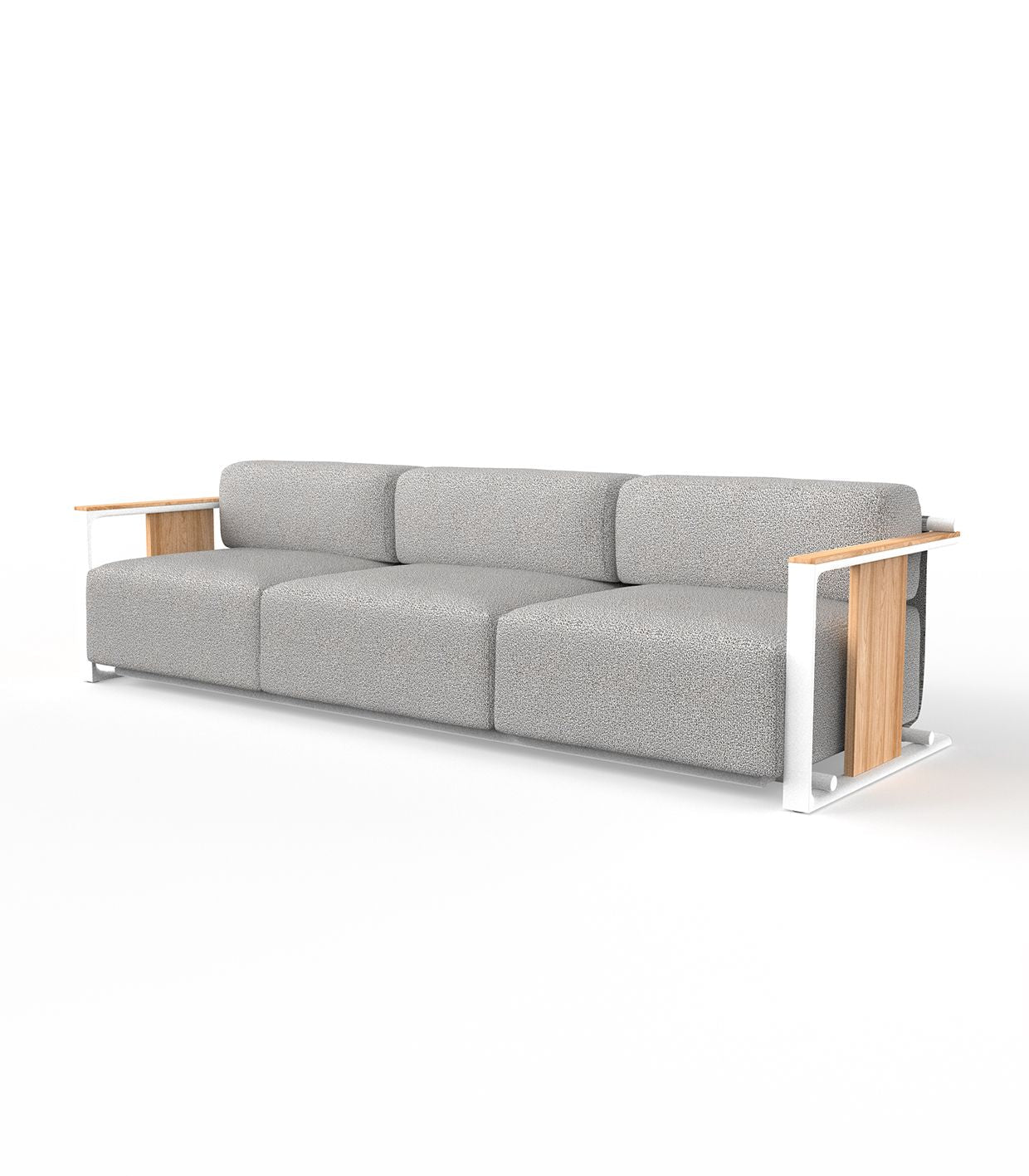 Canapé Collection Tulum 3 Places Couleur structure Aluminium blanc Couleur bois Bois de teck naturel Vondom