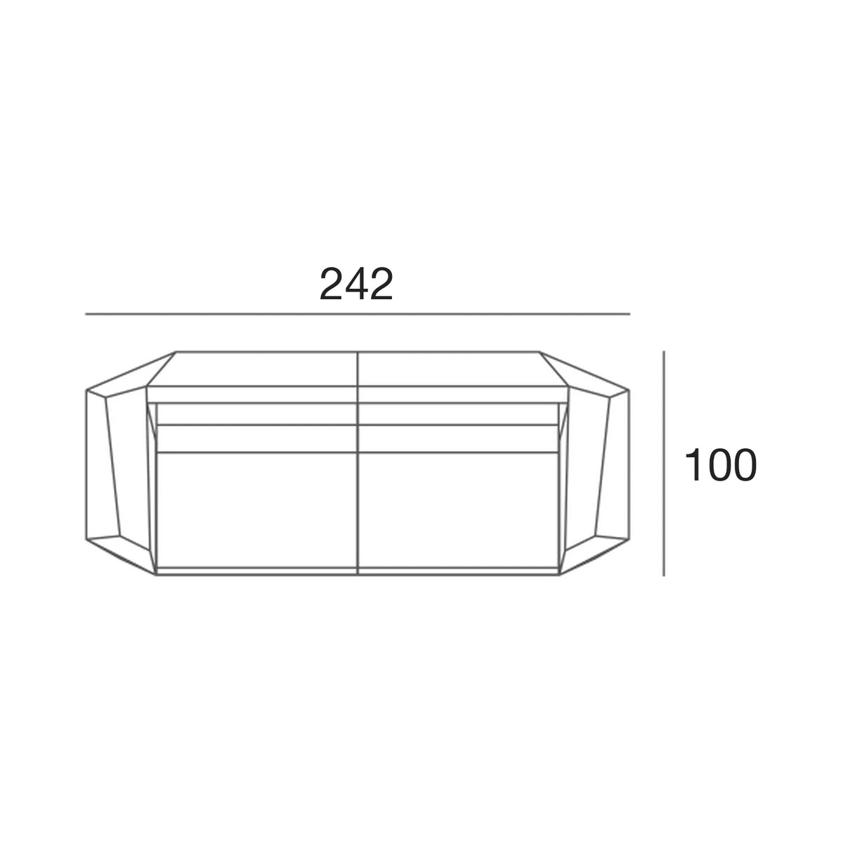 Plan vu de dessus, canapé Faz 2 places, 242 × 100 cm