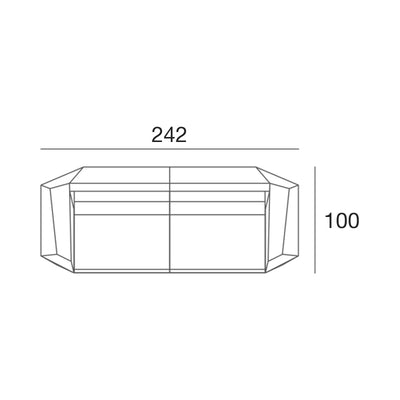 Plan vu de dessus, canapé Faz 2 places, 242 × 100 cm