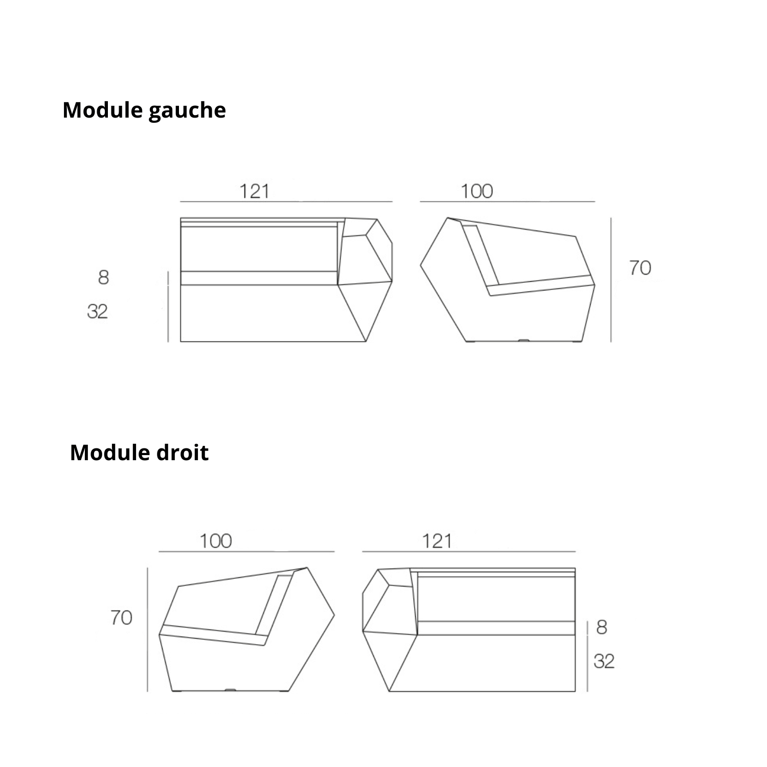 Canapé FAZ Vondom Taille 242x100x70 cm - 2 places Collection Faz Cosy - 3