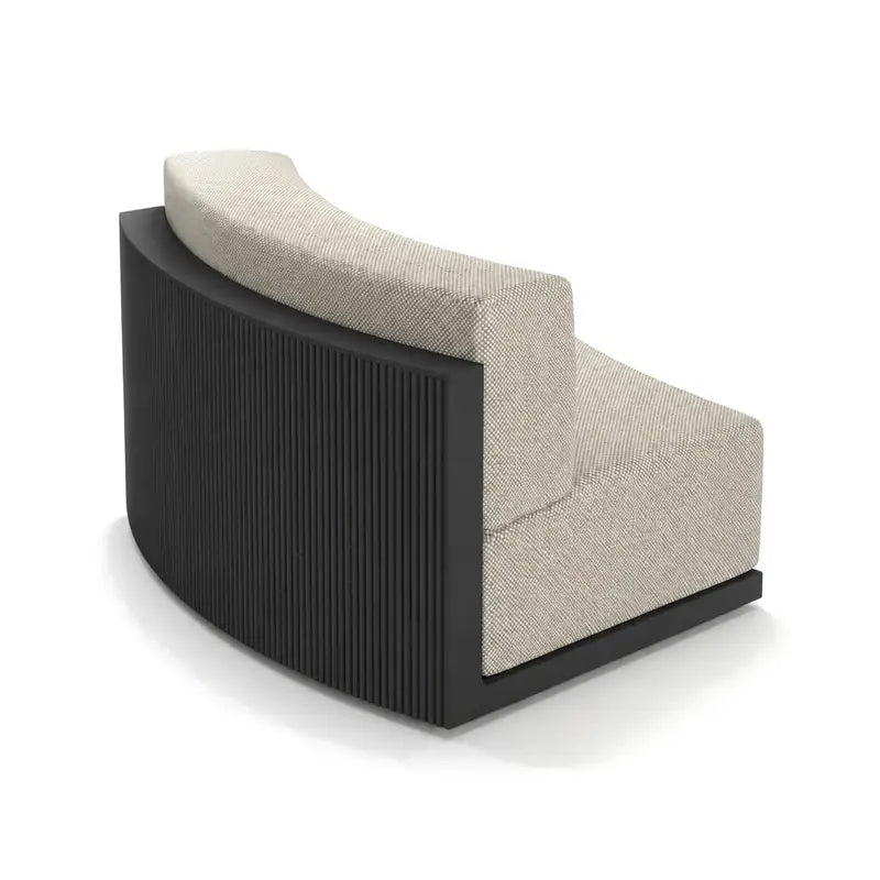 Canapé modulable d'extérieur Gatsby Vondom, coin arrondi, coloris noir, coussins gris-beige