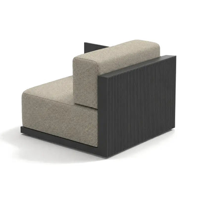 Canapé modulable d'extérieur Gatsby Vondom, module coin droit, coloris noir, coussins gris-beige