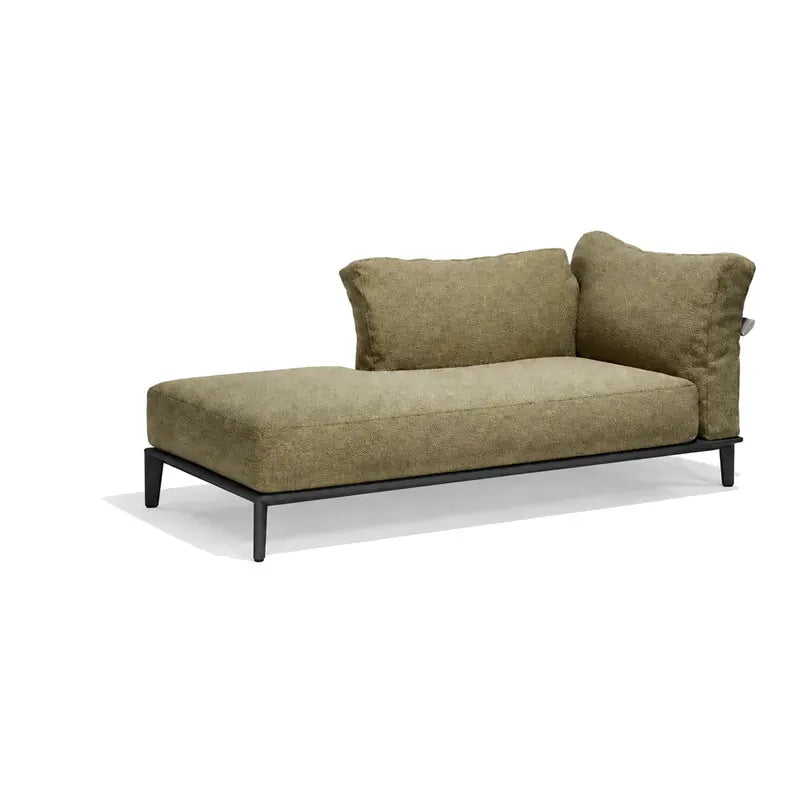Canapé modulaire d'extérieur Pasadena Vondom, méridienne droite, coloris aluminium noir, tissu vert