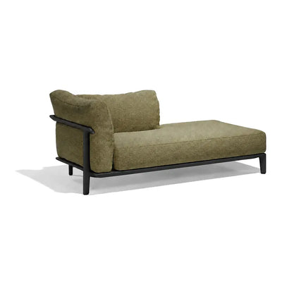 Canapé modulaire d'extérieur Pasadena Vondom, méridienne gauche, coloris aluminium noir, tissu vert