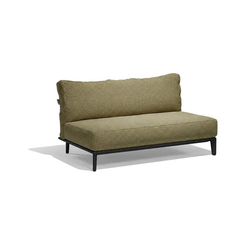 Canapé modulaire d'extérieur Pasadena Vondom, module central, coloris aluminium noir, tissu vert