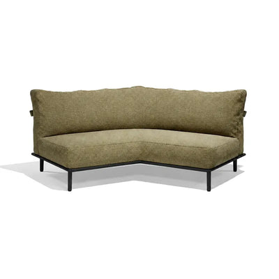 Canapé modulaire d'extérieur Pasadena Vondom, module coin 60°, coloris aluminium noir, tissu vert