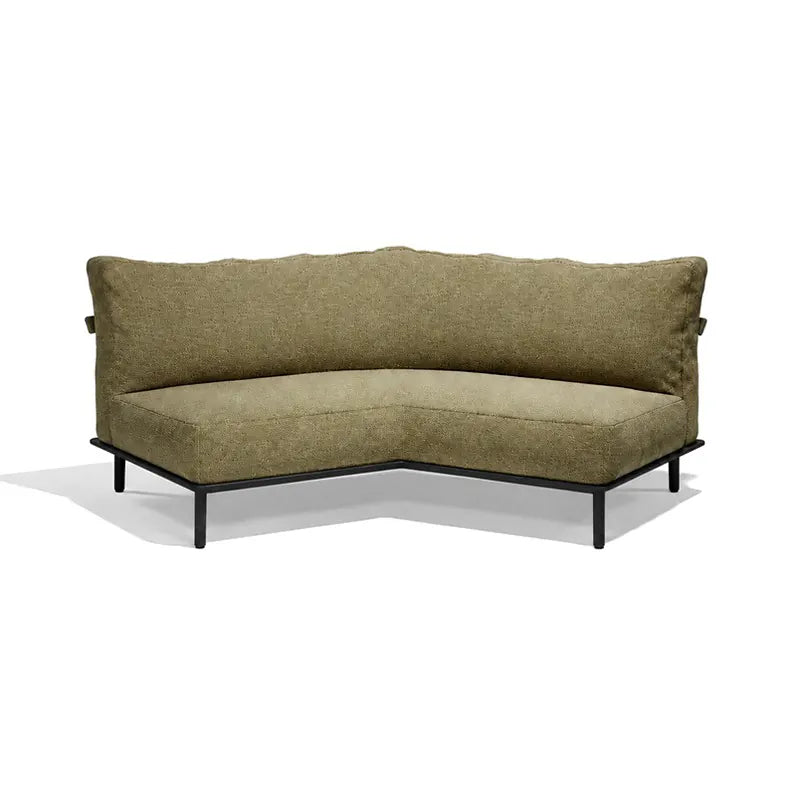 Canapé modulaire d'extérieur Pasadena Vondom, module coin 60°, coloris aluminium noir, tissu vert