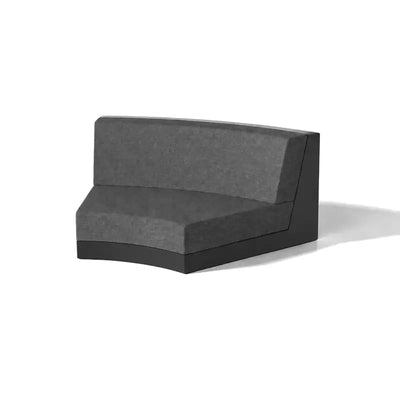 Canapé modulable d'extérieur Pixel Vondom, coin incurvé, coloris noir, coussins gris chinés