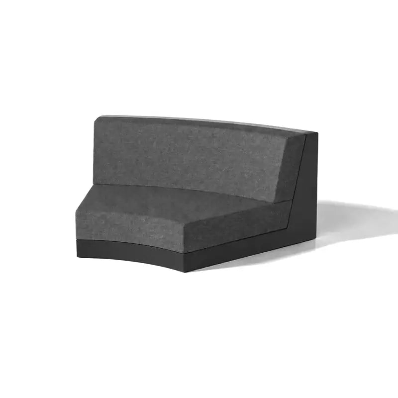 Canapé modulable d'extérieur Pixel Vondom, coin incurvé, coloris noir, coussins gris chinés