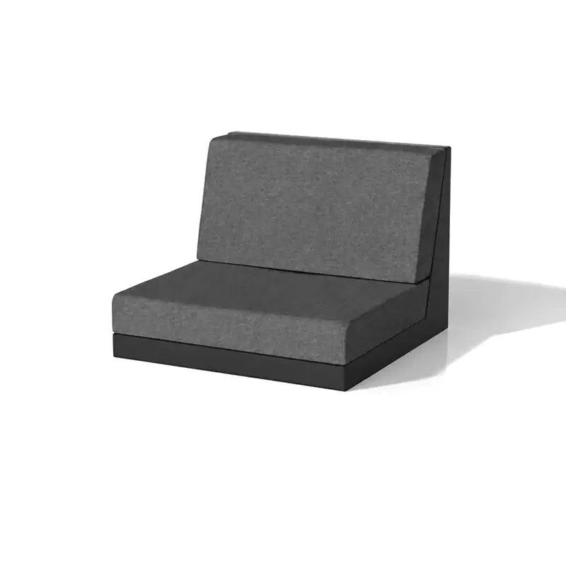 Canapé modulable d'extérieur Pixel Vondom, module central, taille 101x101x77 cm, coloris noir, coussins gris chinés