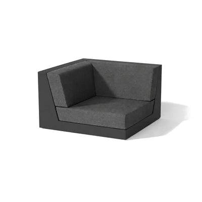 Canapé modulable d'extérieur Pixel Vondom, module coin, coloris noir, coussins gris chinés
