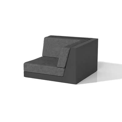 Canapé modulable d'extérieur Pixel Vondom, module gauche, coloris noir, coussins gris chinés