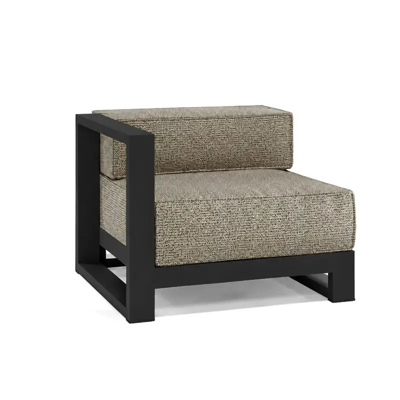 Canapé modulable d'extérieur Posidonia Vondom, module accoudoir droit, coloris aluminium noir, tissu d'origine