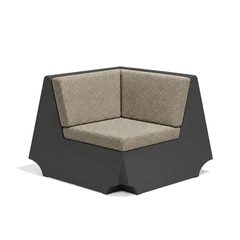 Canapé modulable d'extérieur Rest Vondom, module coin, coloris noir, coussins tweed