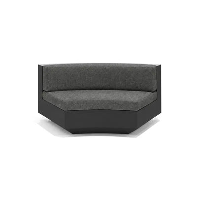 Canapé modulable d'extérieur Vela Vondom, coin arrondi, coloris noir, coussins gris graphite