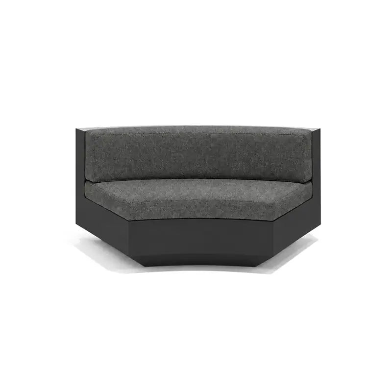Canapé modulable d'extérieur Vela Vondom, coin arrondi, coloris noir, coussins gris graphite