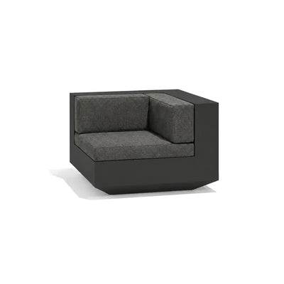 Canapé modulable d'extérieur Vela Vondom, module coin, coloris noir, coussins gris graphite